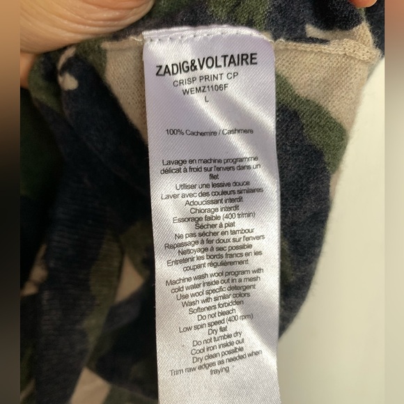 Zadig & Voltaire Crisp Print Crew Neck Cashmere Sweater [Size Large] - Picture 6 of 6